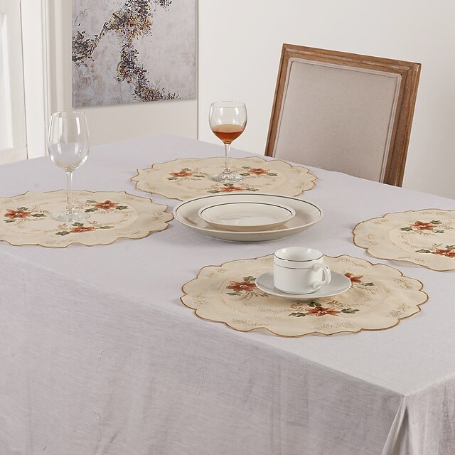  Polyester Round Placemat Floral Table Decorations