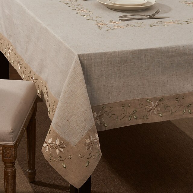  Linen / Cotton Blend Rectangular Table Cloth Floral Table Decorations