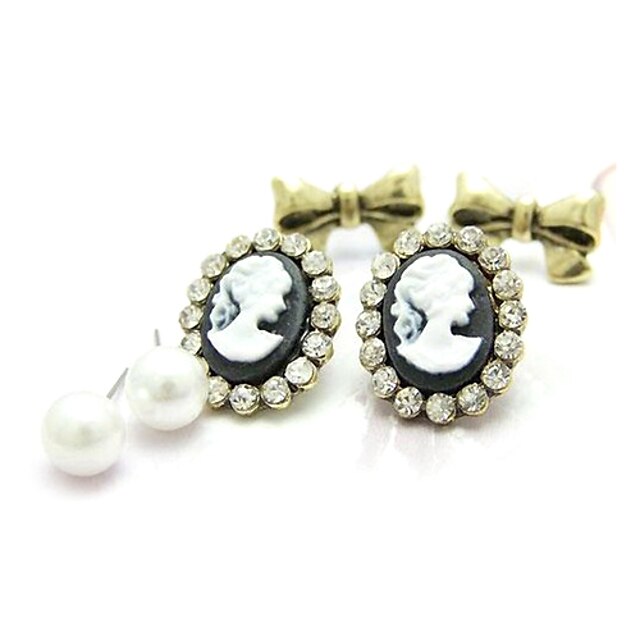  Retro queen avatar Liu Jiantao bow pearl earrings E269