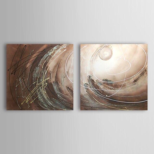  Hand Painted Oil Painting Abstract Circles with Stretched Frame Set of 2 1309-AB0868