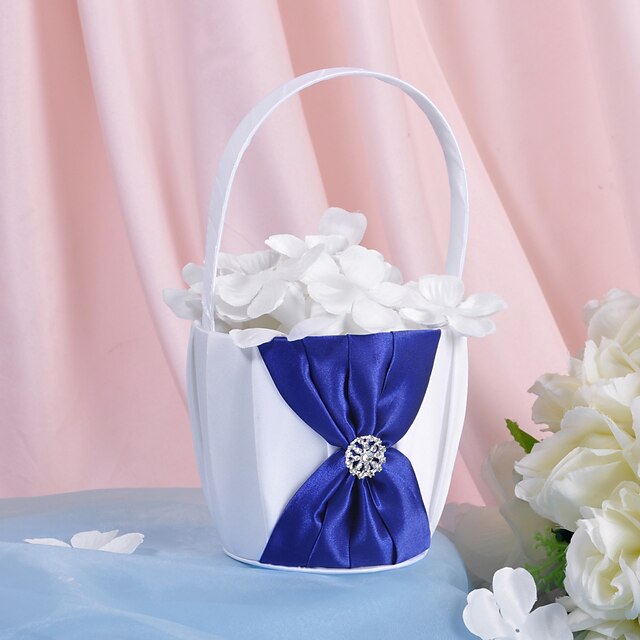  cesta de flores de raso con pedrería y cinturón (más colores) canasta de niña de las flores
