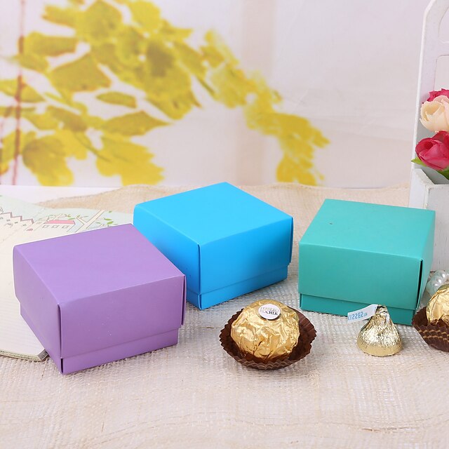 Cuboid Card Paper Favor Holder with Favor Boxes - 12