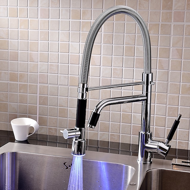  Kitchen faucet - One Hole Chrome Pull-out / ­Pull-down Deck Mounted Contemporary Kitchen Taps