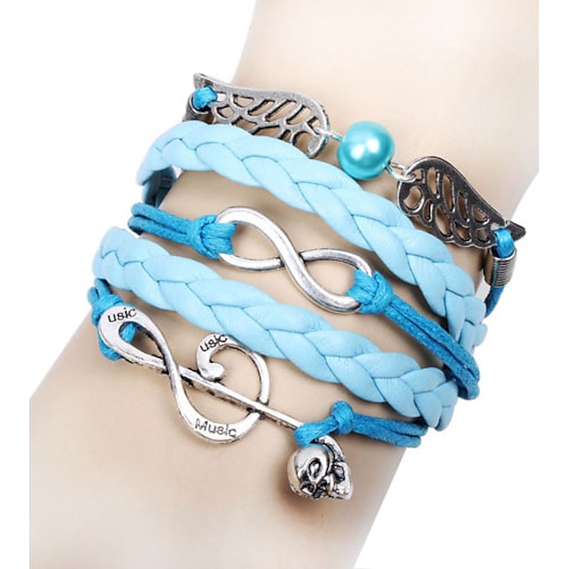  Women's Layered Wrap Bracelet - Infinity Ladies, Inspirational, Multi Layer Bracelet Jewelry Silver-Blue For Christmas Gifts Daily