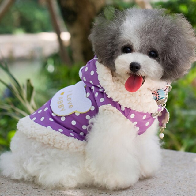  Dog Coat Dog Clothes Polka Dot Purple Pink Cotton Costume For Pets