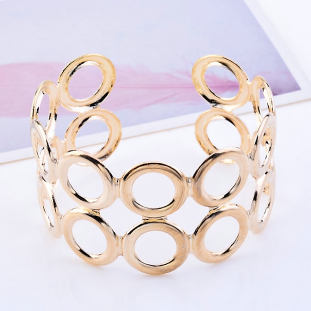  Men's Cuff Bracelet Hollow Ladies Unique Design Fashion Gold Plated Bracelet Jewelry Golden For Christmas Gifts Party Daily Casual