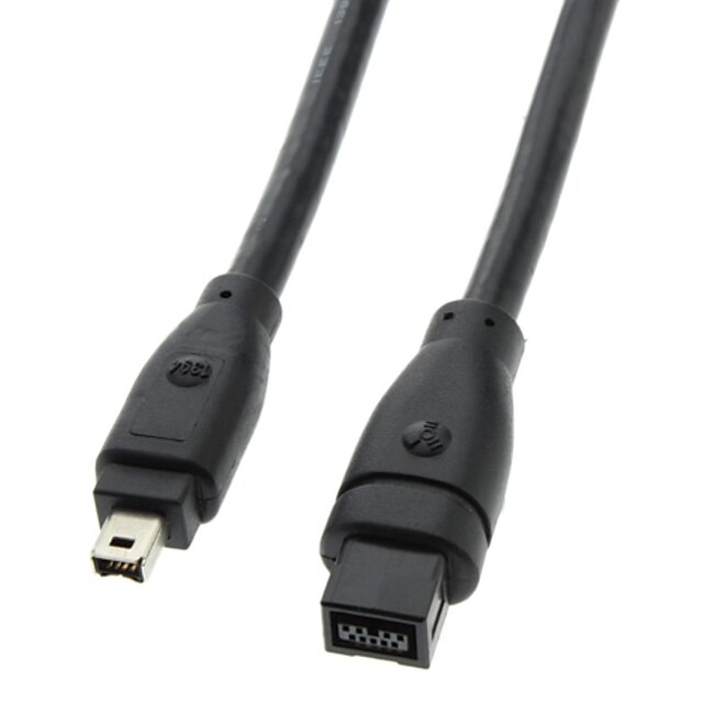  9 PIN/ 4PIN Bilingual FireWire 800 - FireWire 400 Cable Black(1.8M)