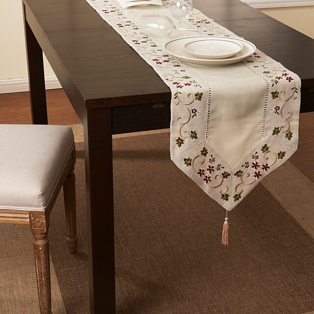  Směs lnu a bavlny obdélníkový stolní ubrus Květinový Stolní dekorace