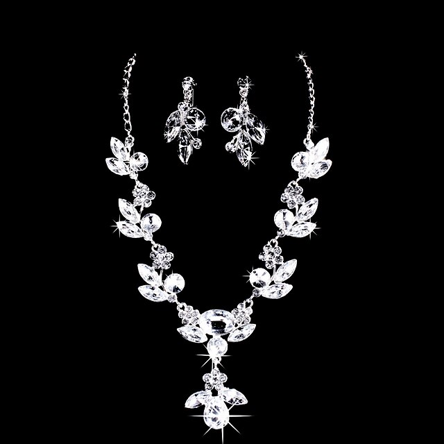  Women's Cubic Zirconia Rhinestone Wedding Party Special Occasion Anniversary Birthday Engagement Gift Alloy Earrings Necklaces