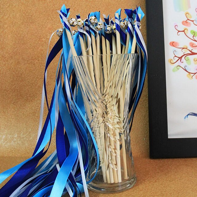  Royal Blue Wedding Ribbon Wand--(Set of 10) Peacock Wedding