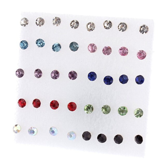  Women's Stud Earrings Ladies Fashion Simple Style Rhinestone Earrings Jewelry Red / White For Party Casual Daily Office & Career 40pcs / 36pcs