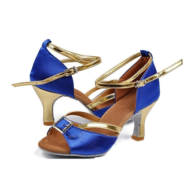  Women's Latin Shoes Elastic Fabric Heel Customized Heel Customizable Dance Shoes Blue / Performance / Leather
