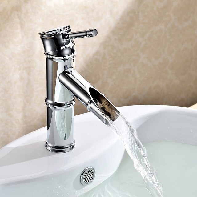  Håndvasken vandhane - FaucetSet Krom Centersat Et Hul / Enkelt håndtag Et HulBath Taps