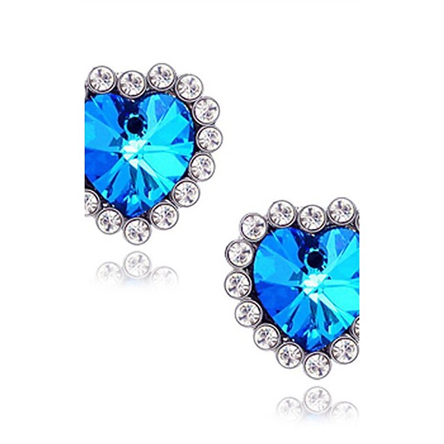  Women's Synthetic Sapphire Stud Earrings Solitaire Heart Star Love Ladies Luxury Imitation Diamond Earrings Jewelry Blue For Wedding Daily Masquerade Engagement Party Prom Promise