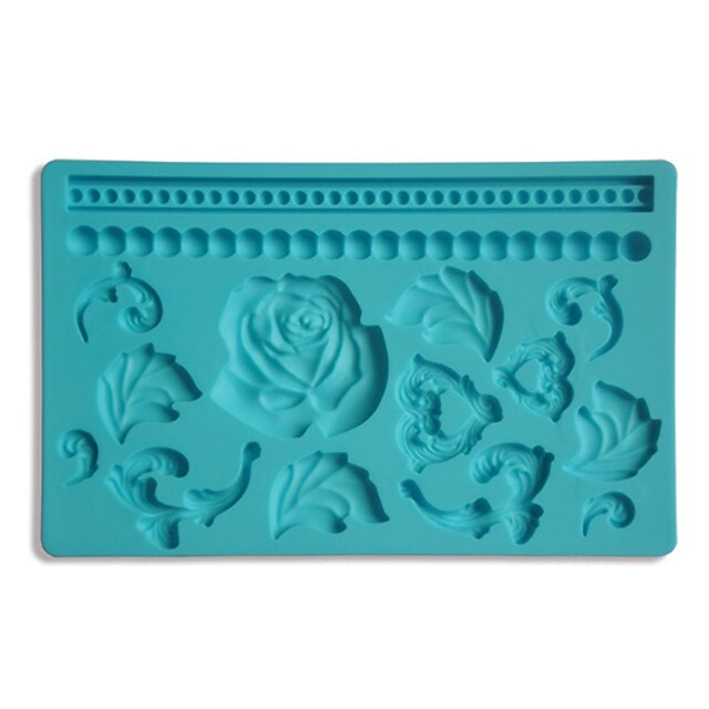  Fondant & Gum pasta Fabric Návrhy Silikonová forma zdobení dortu Rose a korálků