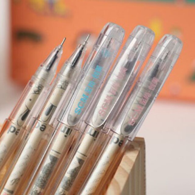  Transparante Reminiscnce Krant Naald Tubing Plastic Black Ink Gel Pen (willekeurige kleur)