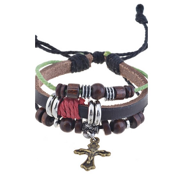  Men's Women's - Leather Charm Bracelet Brown For Party Special Occasion Birthday