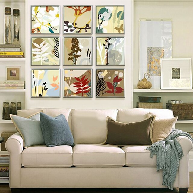  Framed Canvas Framed Set Floral/Botanical Wall Art, PVC Material With Frame Home Decoration Frame Art Living Room Kids Room