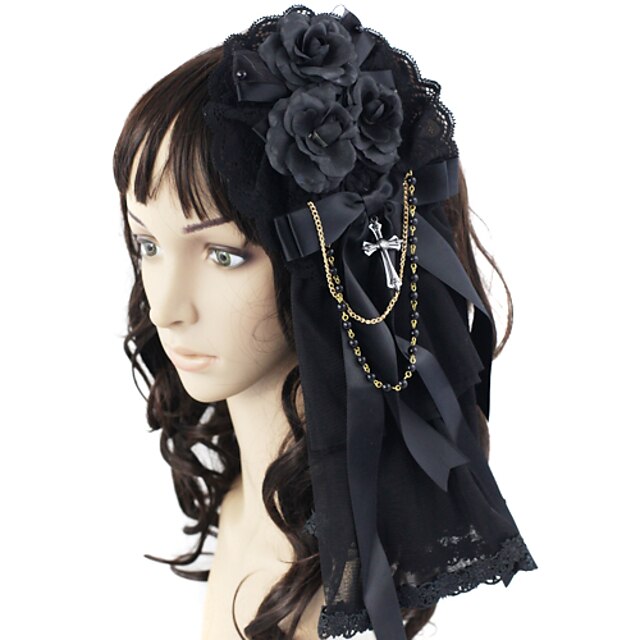  Princess Men's Lolita Jewelry Head Jewelry Black Bowknot Lace Satin Lolita Accessories / Gothic Lolita Dress
