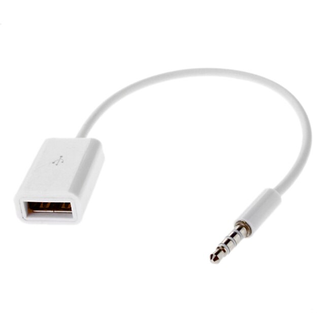  USB 2.0 kvinde til 3,5 mm han kabel hvid (RC-033-WH-0,15M)