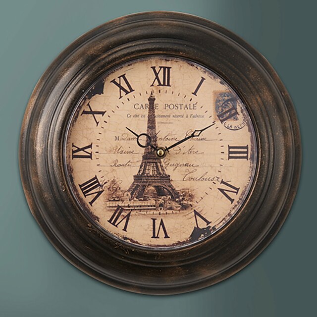  Horloge murale française rétro en métal de 13,5 po