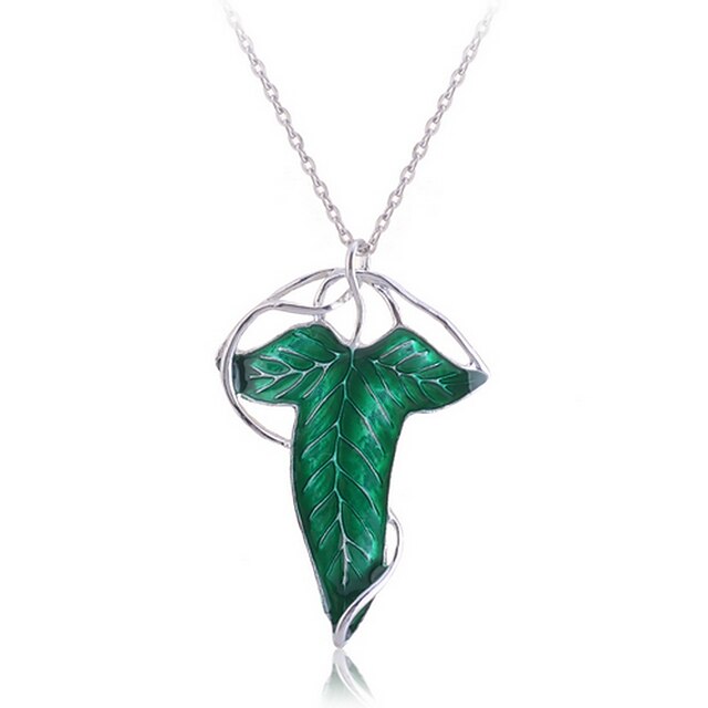  Spirit Leaf Green Alloy Men's Necklacee(Pendant Can be used as Brooch)