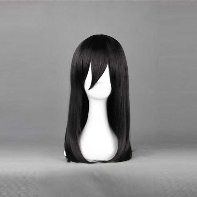  Attack on Titan Mikasa Ackermann Cosplay Wigs Women's 20 inch Heat Resistant Fiber Black Anime