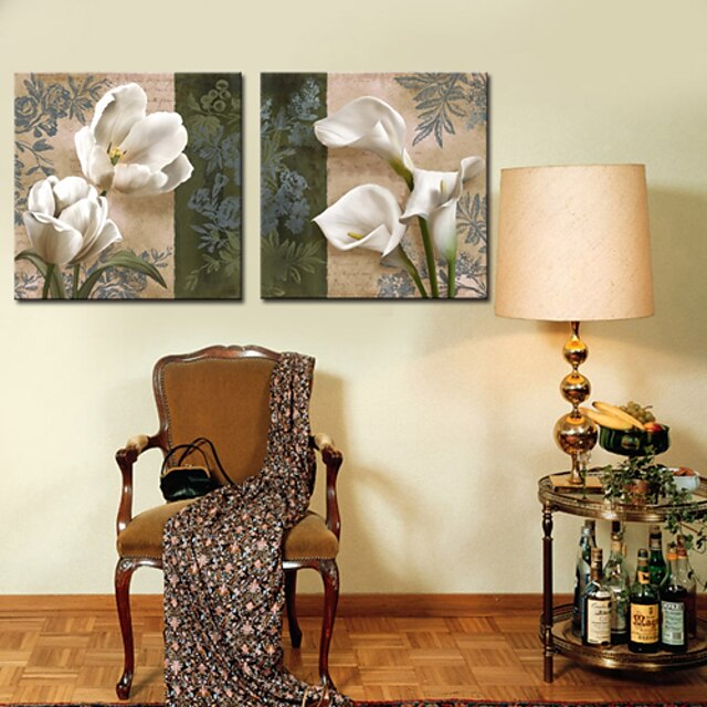  Stretched Canvas Print Botanical Two Panels Horizontal Print Wall Decor Home Decoration