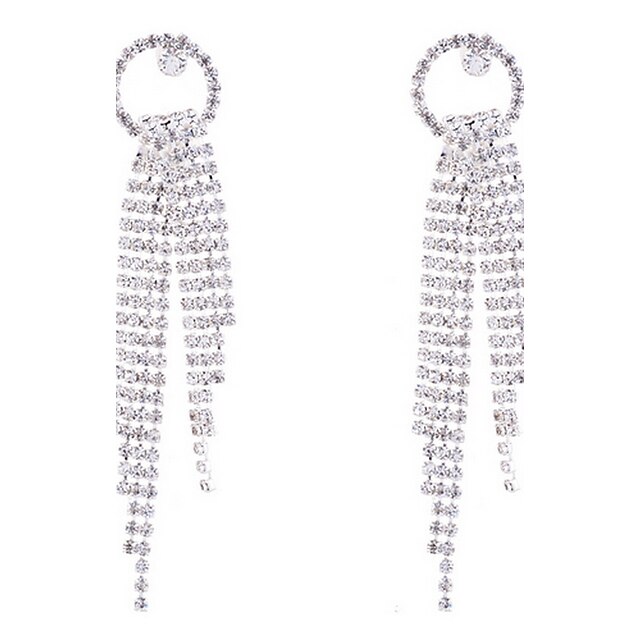  Silver Plated Claw Rhinestone Tassel Long Necklace Elegant Style