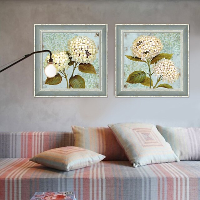  Framed Canvas Framed Set Floral/Botanical Wall Art, PVC Material With Frame Home Decoration Frame Art Living Room Dining Room