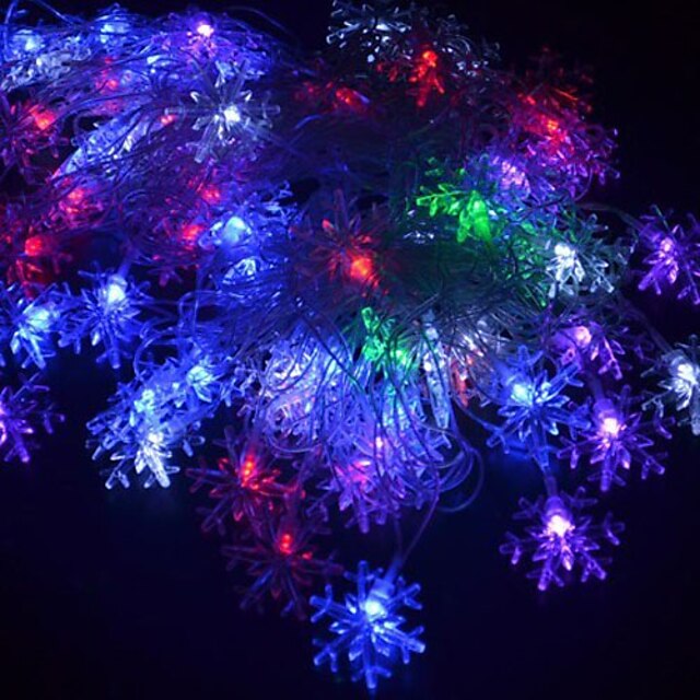  5m 220v 28 leds rgb streng lys christmas snowflake dekorativ lampe streng