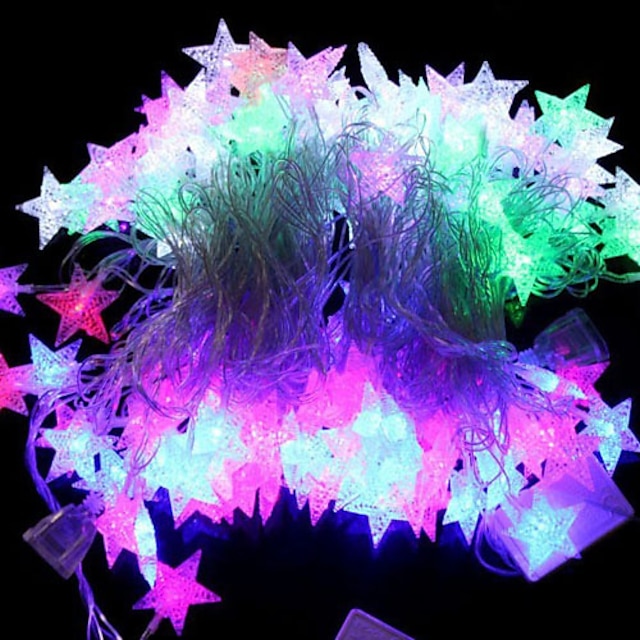  220V 5m String Lights 28 LEDs RGB Color-Changing Christmas Star Decorative Lamp