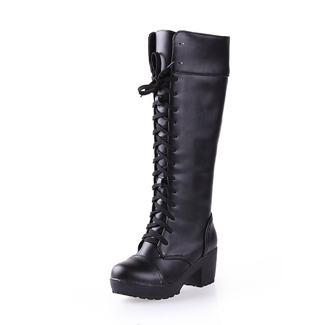  Women's Shoes Leatherette Fall / Winter Chunky Heel / Block Heel Black / White