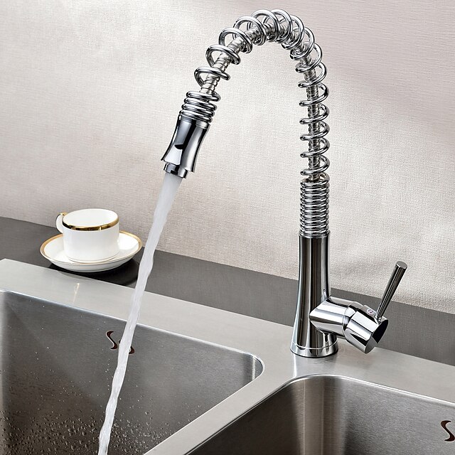  Kitchen faucet - One Hole Chrome Deck Mounted Contemporary Kitchen Taps / Single Handle One Hole