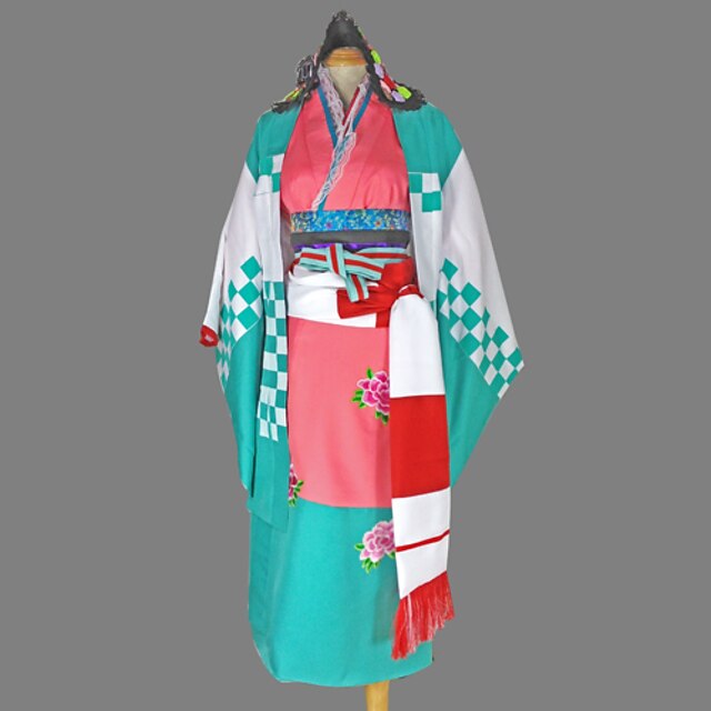  Inspirerad av Blue Exorcist Shiemi Moriyama Animé Cosplay-kostymer cosplay Suits / Kimono Geometrisk Långärmad Yukata / Huvudbonad /