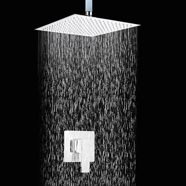  Shower Faucet Set - Rain Shower Contemporary Chrome Wall Mounted Ceramic Valve Bath Shower Mixer Taps / Brass / Single Handle Two Holes