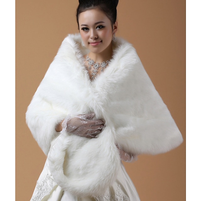  Fur Wraps / Wedding  Wraps Shawls Long Sleeve Faux Fur Ivory Wedding / Party/Evening / Casual Open Front