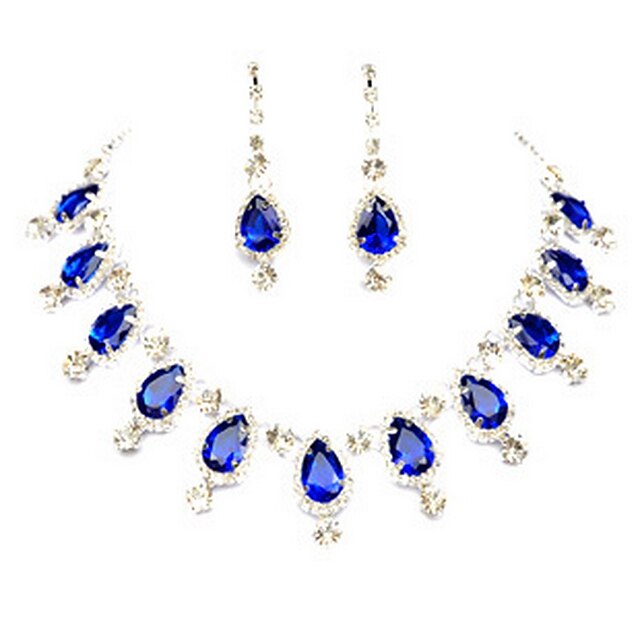  Gorgeous Alloy Silver Plated With Rhinestone Wedding Bridal Necklace Earrings Jewelry Set