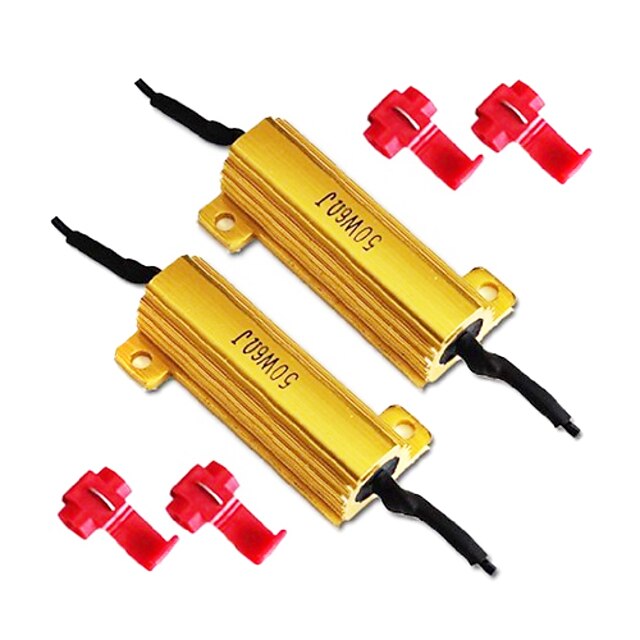  50W 6Ohm Load Resistors for LED Turn Signal Lights or License Plate Lights (Fix Hyper Flash, Warning Cancellor)