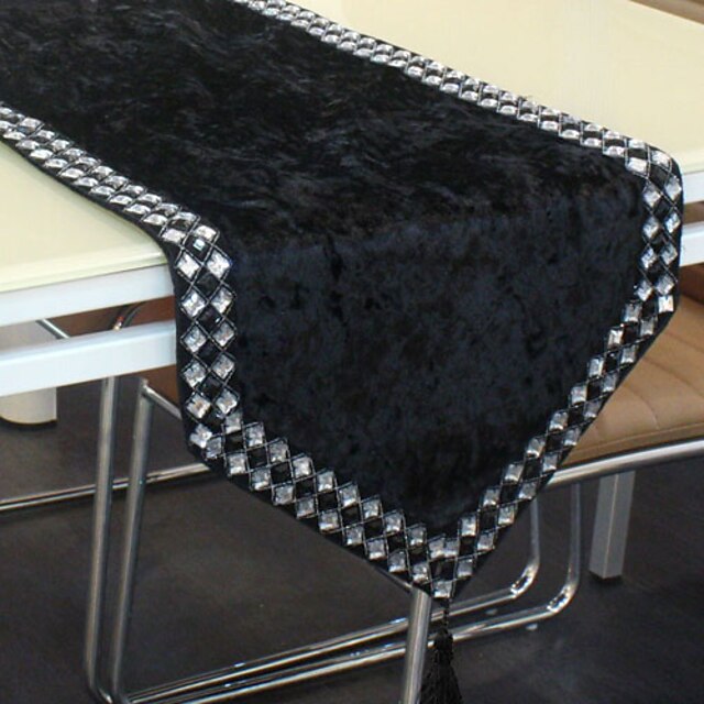  Paillettes noires modernes embelli Table Runner Velet
