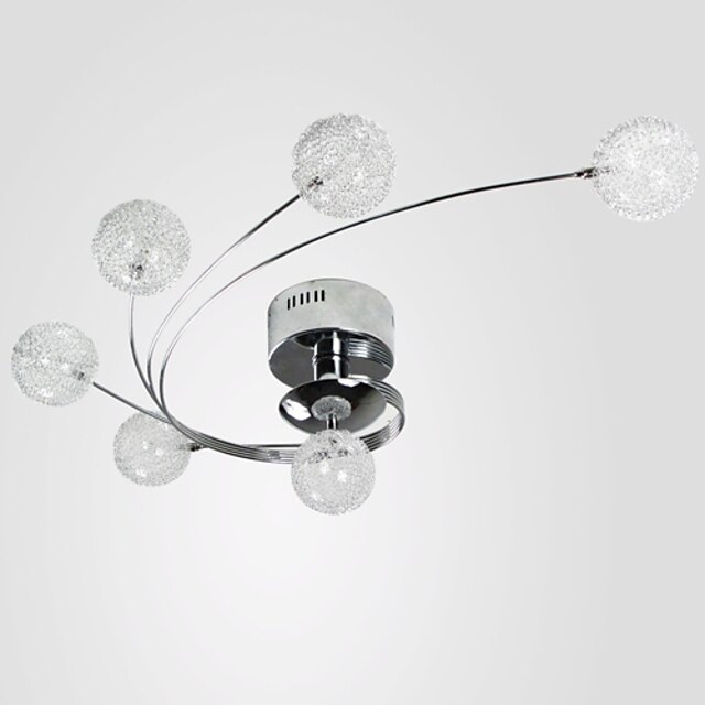  6-light 78 cm criativo flush mount lights metal vidro cromo 110-120v 220-240v g4