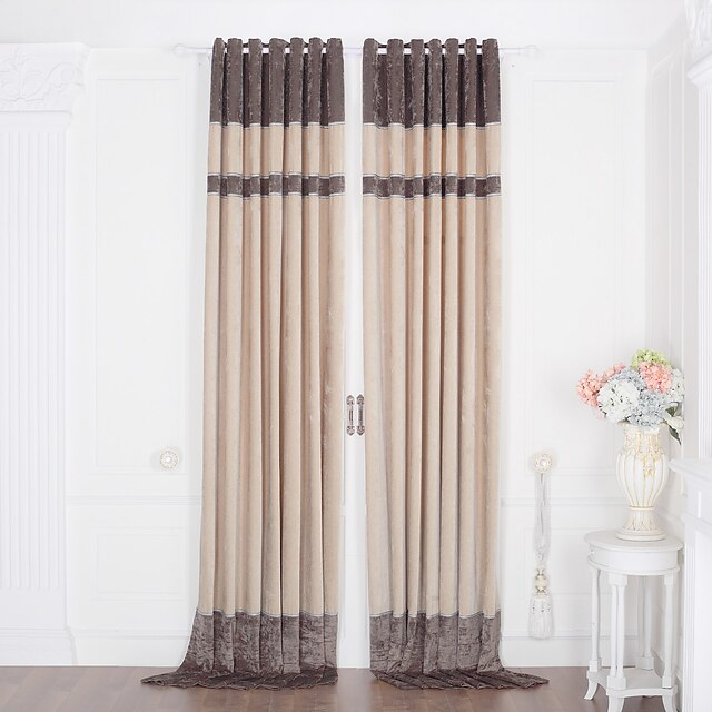  TWOPAGES® (Two Panels) Classic Stripe Jacquard Thermal Curtain 