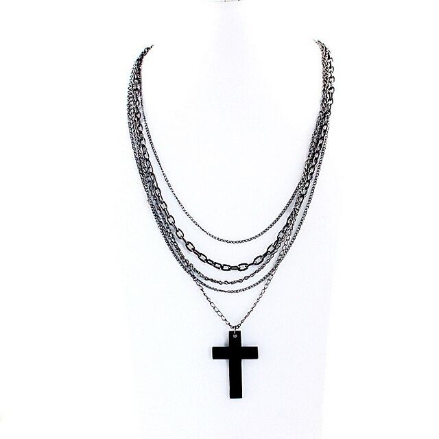  5 chaînes en alliage avec le collier de pendentif croix personnalité masculine