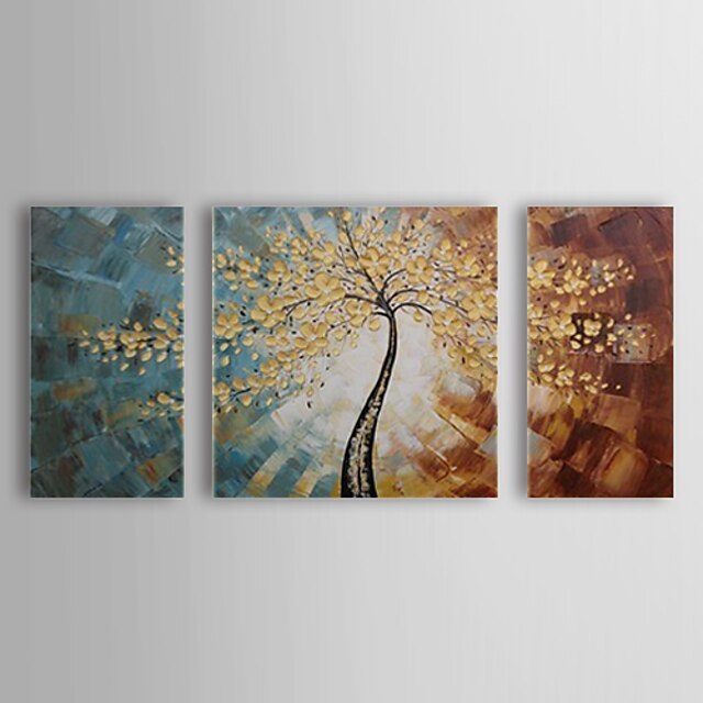 Hang-malované olejomalba Ručně malované - Květinový / Botanický motiv Pastýřský Obsahovat vnitřní rám / Tři panely / Reprodukce plátna