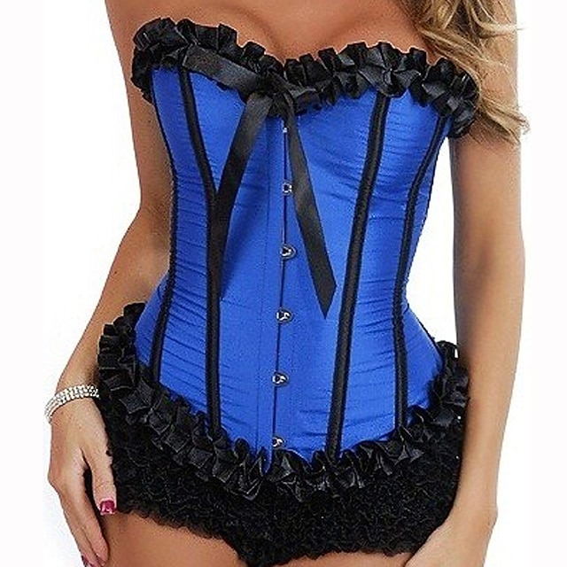  de bună calitate din plastic satin dezosată corset si g-string set sexy lenjerie formator