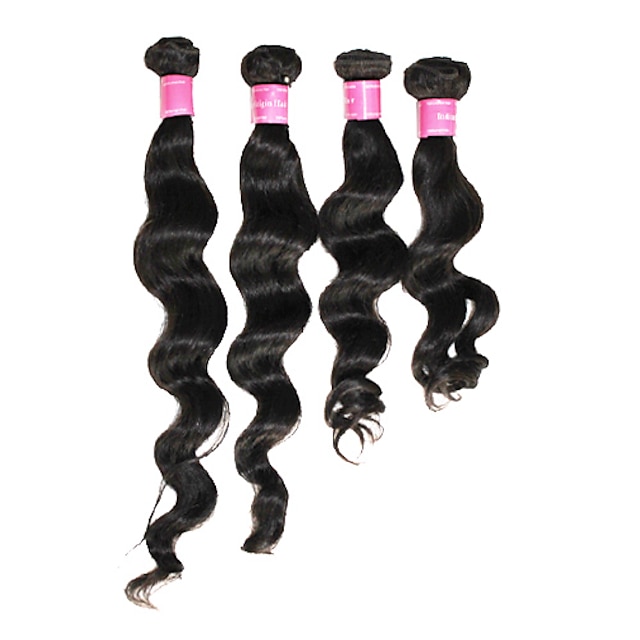  4A Indian Virgin Loose Wave Human Hair Weft Extensions(16 inch)