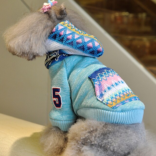  Dog Coat Hoodie Letter & Number Winter Dog Clothes Blue Pink Costume Cotton S M L XL