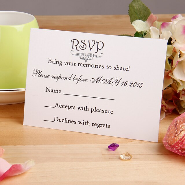  フラット 結婚式の招待状-カード 花のスタイル パール紙 9cm*12.5cm