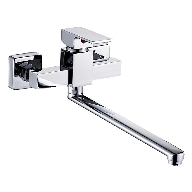  Kitchen faucet - Two Holes Chrome Standard Spout Wall Mounted Contemporary Kitchen Taps / Single Handle Two Holes