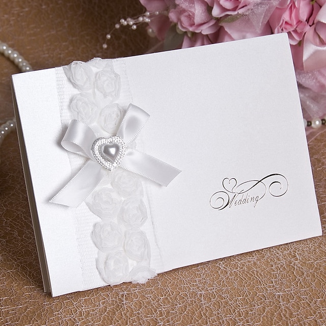  Dobrado no Topo Convites de casamento Cartões de convite Estilo Floral Papel de Cartão Papel Pérola 6 ¾